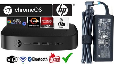 HP Mini PC Ryzen R1505G 3.3GHz 8GB RAM 128GB M.2 SSD ChromeOS Wifi/BT/ AC adapt 
