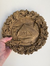 Carved Wood Wall Hanging 3D Schwarzwald Black Forest German Alps