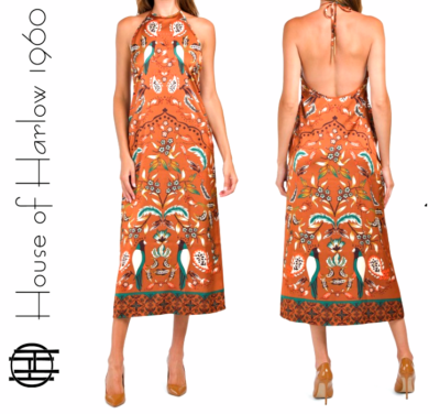 House of Harlow 1960 Satin 53" Long Tassels Halter Maxi Dress in Brown/Teal L | eBay House of Harlow 1960 Satin 53" Long Tassels Halter Maxi Dress in Brown/Teal L | eBay