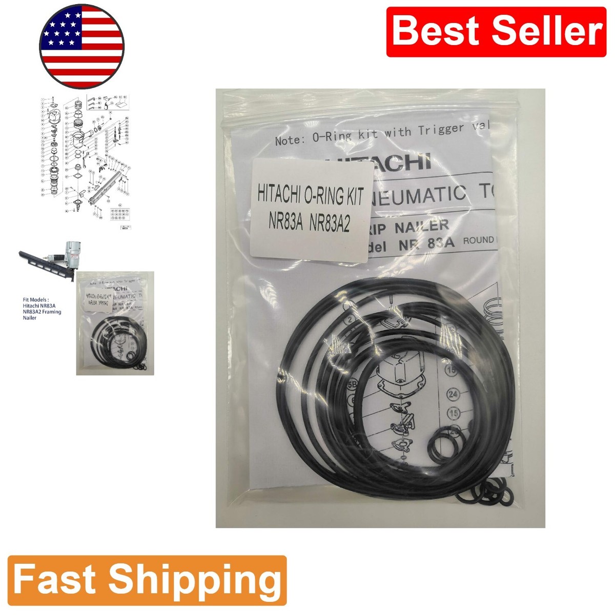 O-Ring Kit for Hitachi Framing Nailer - Full Round Head O-Ring Kit for Hitachi Framing Nailer - Full Round Head