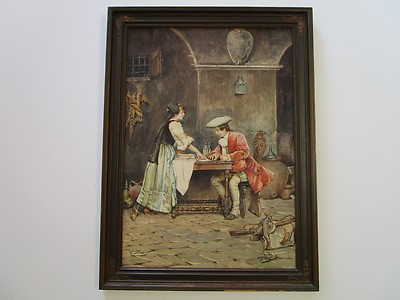 FINEST CASIMIRO TOMBA PAINTING Listed Artist  ITALIAN MASTER GENRE FIGURES RARE