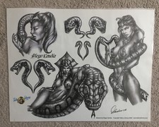 Tattoo Studio Shop Flash Single by Diego Candia Girls, Snakes 11"X17" Print