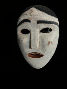 A Polychrome Wood Eskimo Mask King Island