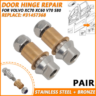 PAIR Door Hinge Repair Kit 31457368 For Volvo XC70 XC60 V70 S80 07-16 Stainless