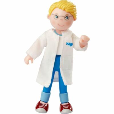 HABA Little Friends Veterinarian Andreas 4.5'' Dollhouse Toy Figure with Lab Coat