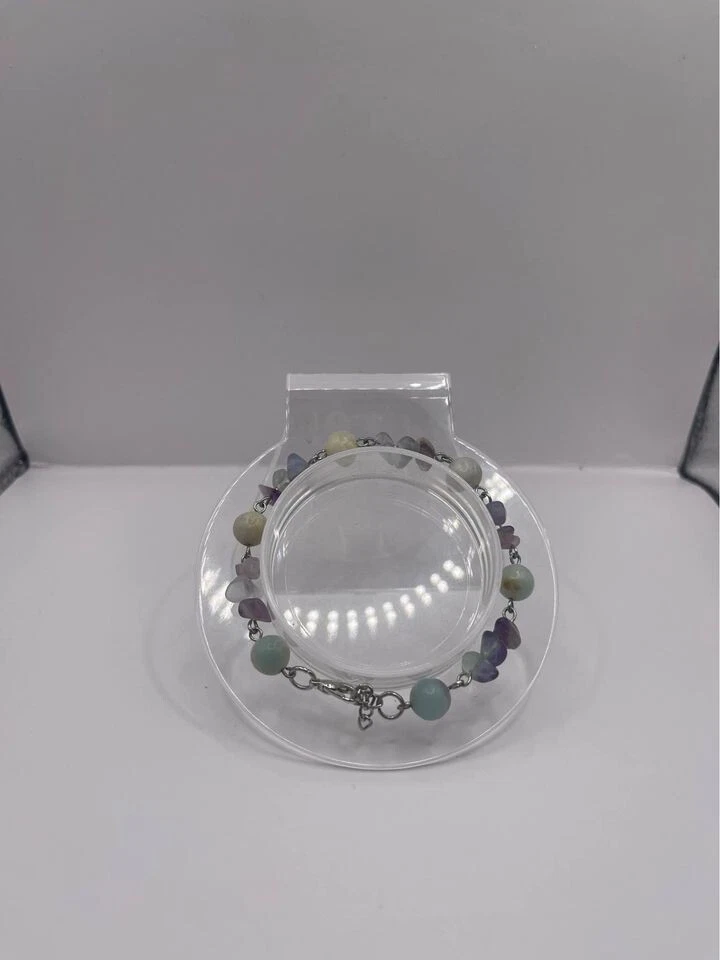 Pulsera de eslabones de amazonita y fluorita de 8 pulgadas Foto 2 de 3