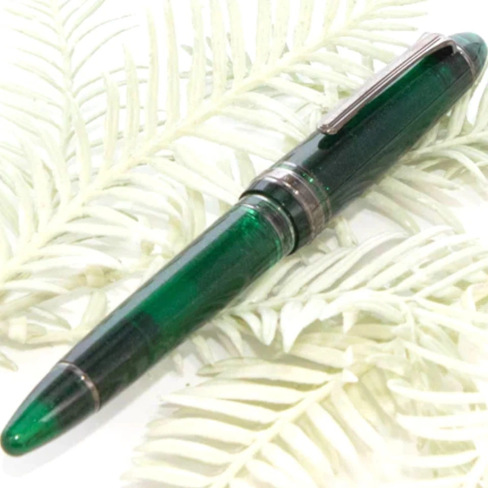 Pluma Estilográfica Sailor Profit Realo Madera Noruega 18K Verde Esmeralda Plata MF Foto 2 de 4