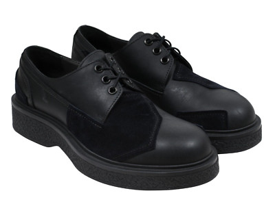 Lanvin Chunky Derbys Size US 10 UK 9 Black Leather Suede Crepe Platform Sole Low