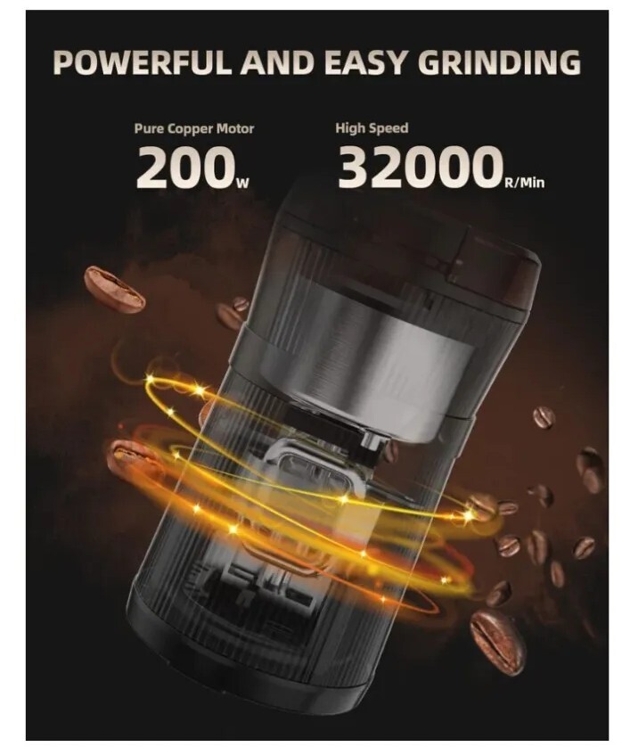 Coffee Grinder With Brush Uuouu 200w Washable Bowl Spice With... for