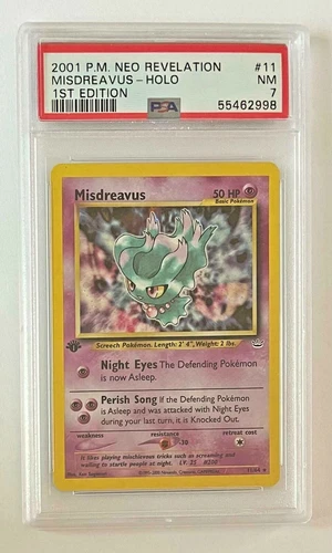2001 Neo Revelation 1ST EDITION Misdreavus 11/64 HOLO PSA 7 NM Pokemon