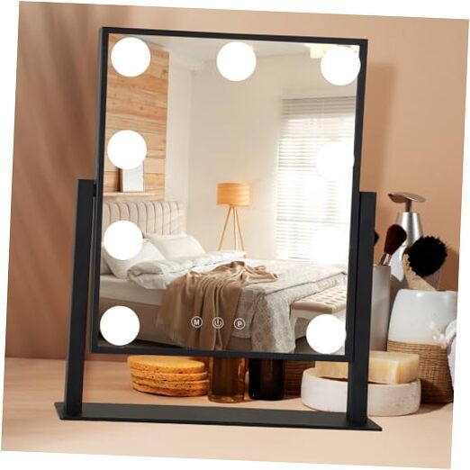 Dimmable 9-Bulb LED Vanity Mirror with Adjustable Lights-image