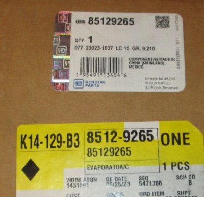 GENUINE GM 85129265 EVAPORATOR CORE 8512-9265 | eBay