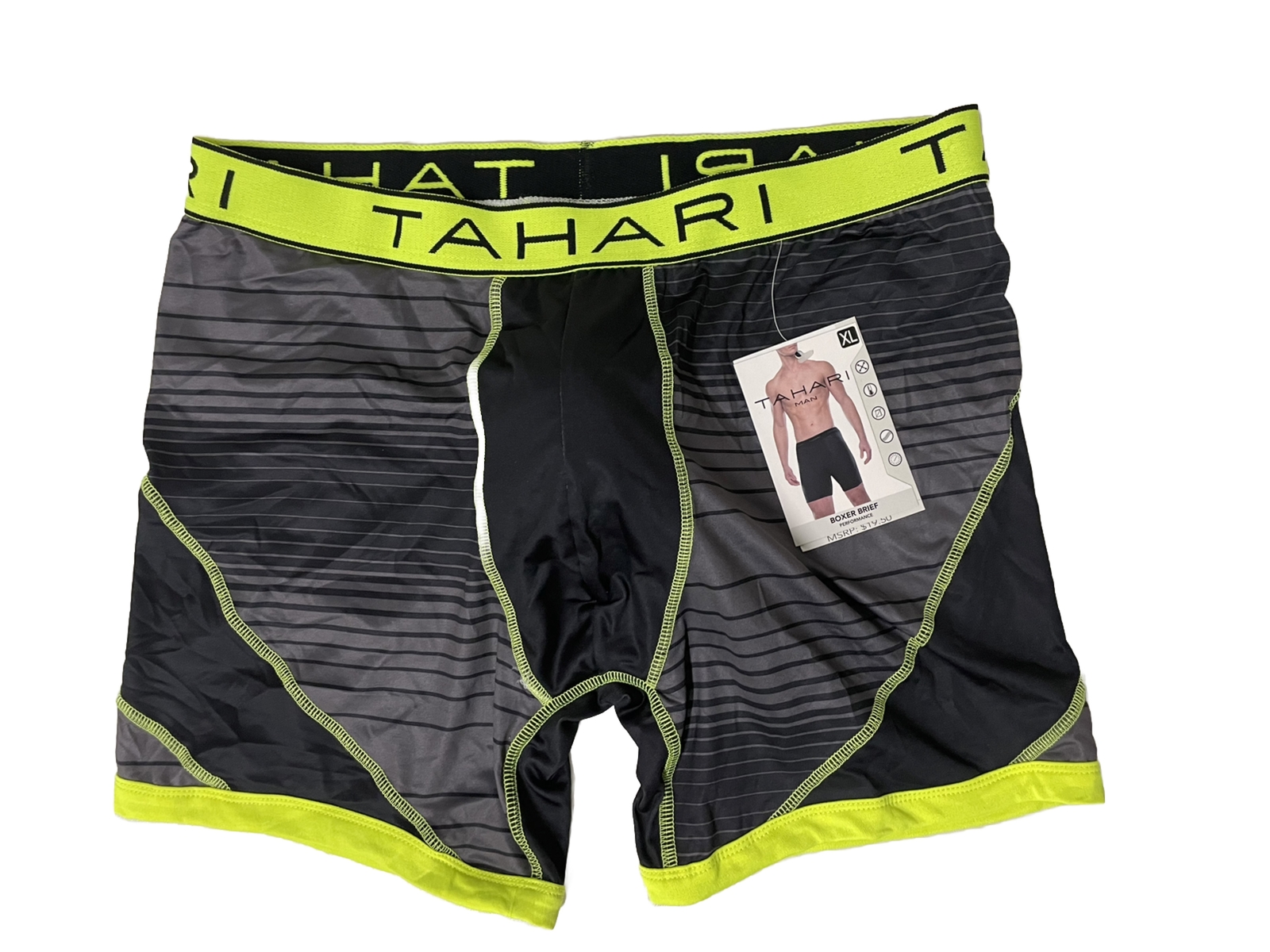 NWT Tahari Athletic boxer brief single black Mens XL 4" Inseam Stretch