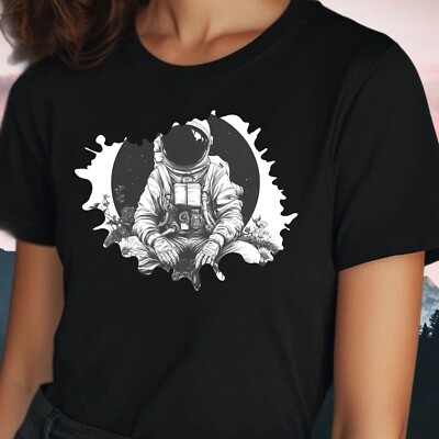 Women Astronaut Monochromatic Print Cotton T-Shirt Size S to 3XL