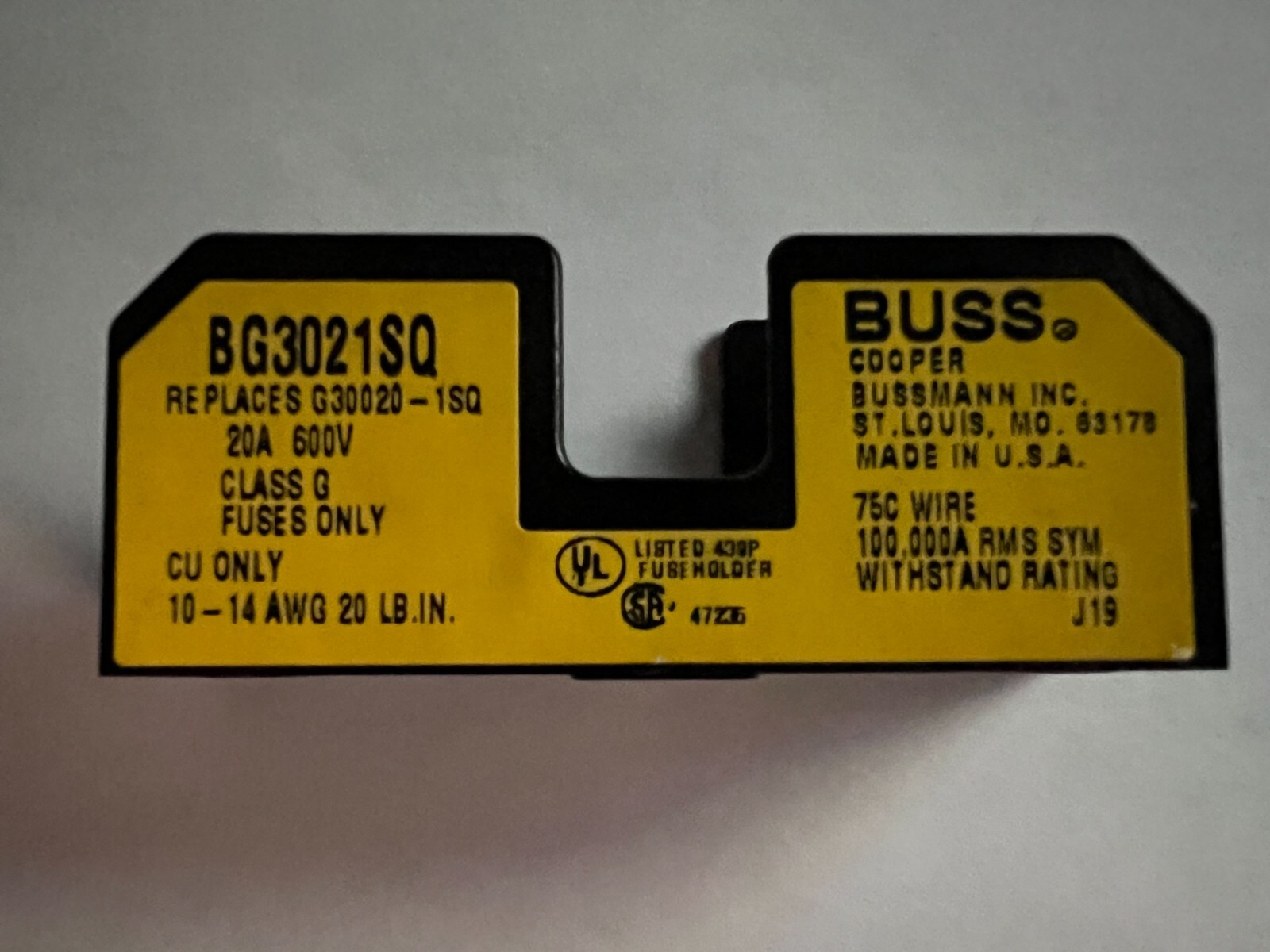 BUSSMANN BG3021SQ Fuse Block,20A,G,1 Pole 1DP77, BSH-00627939 BOSCH Thermador