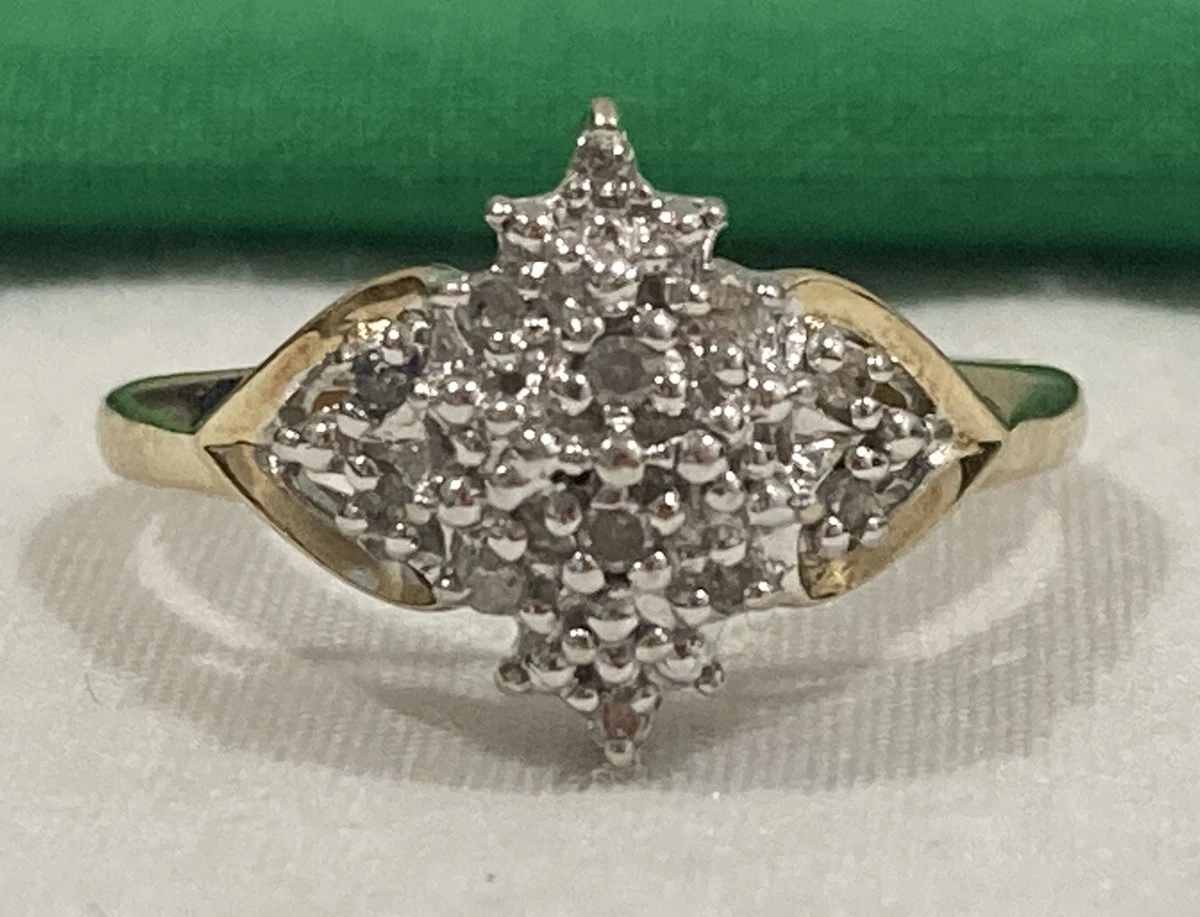 Vintage Samuel Aaron SIGNED THL 10k Yellow Gold Diamond Cluster RING Size 6.75