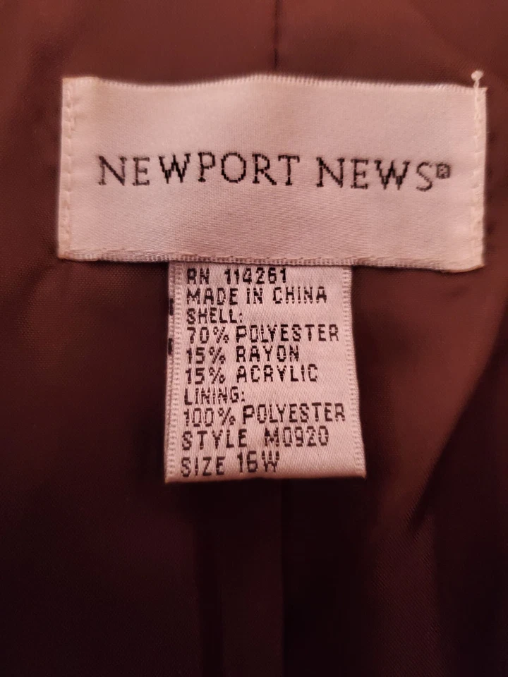 Newport News Mujer Chaqueta Larga Bordada,Talla 16W, Hecha en China Foto 3 de 4