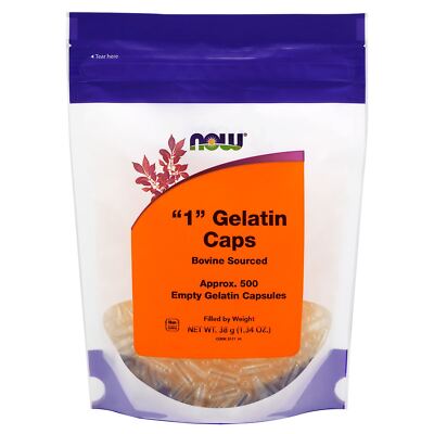 NOW FOODS Empty Capsules Gelatin #1 500 gel caps