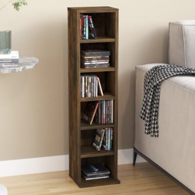 Holz CD Aufbewahrung kleiner Turm schmal Bücherregal 6 Ablagen Regal Würfel Display