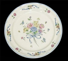 VTG Lrg Floral Bouquet Ribbons Scalloped Embossed Deep 11" Dinner Plate(s) Used?