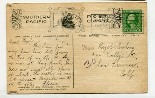 Vintage Postkarte PASADENA CA Hotel Maryland SOUTHERN PACIFIC RAILROAD 1913 - Bild 2 von 3