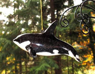 Killer Whale Orca Hanging Ornament 4.25'' Polystone