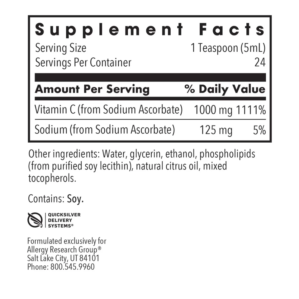 Micro Liposomal C Vitamina C en Lecitina de Soja 4 fl. oz. Grupo de Investigación de Alergias Foto 2 de 2