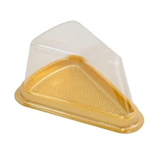 50 Gold Clear Triangle Cake Slice Boxes Plastic Wedding Favor Holders Events