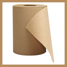 Paper Hand Towel [1 Roll] Natural Brown [8" x 350 ft] 1 Ply Hardwound Universal