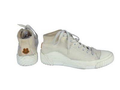 Kenzo Tiger Crest High Top Sneakers Mens EU 45 US 12 Off White Canvas Designer