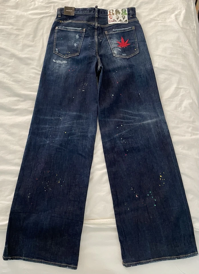 DSQUARED2 Traveller Wide DARK BOB WASH Jeans IT40 Distressed NEU - Bild 3 von 4
