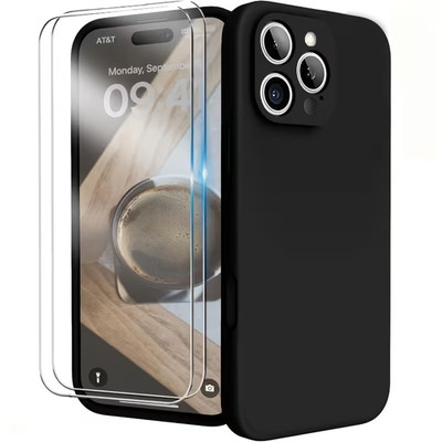2er Pack Schutz & Schwarz Case für iPhone 17 16 15 14 13 12 11 Pro Max Back Case