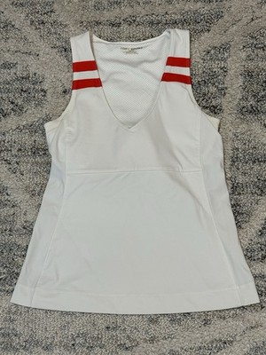 Tory Burch Sport White Tank Short Top Bra Lining Size XS
