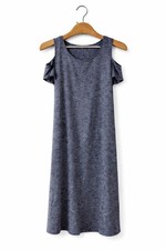 Soft Surroundings Gray Cold Shoulder Midi Dress Women’s Petite Large PL Knit