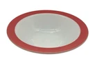 Corning Pyrex Vintage Serving Bowl Flamingo Pink Band Rim, White Bowl Collectibl