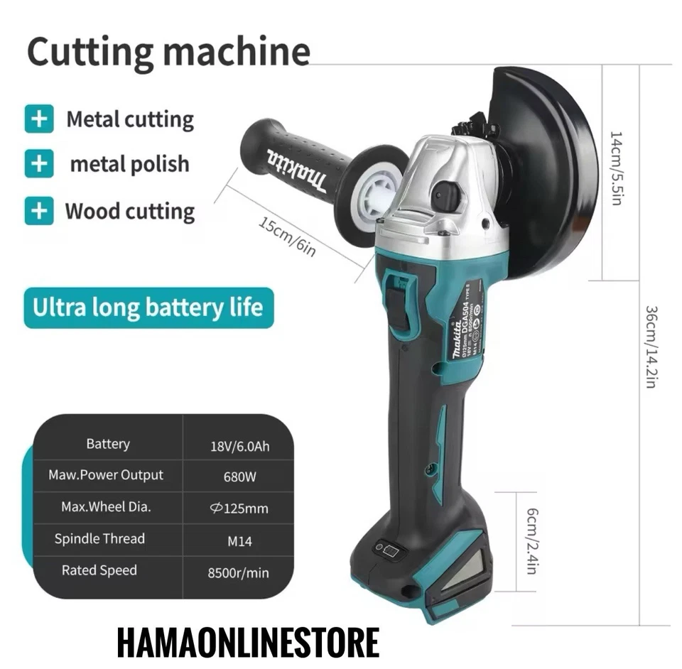 Rebarbadora Makita DGA504Z 18V Li-ion sem fio 125mm 5" sem escova - MODELO AU - Imagem 4 de 4