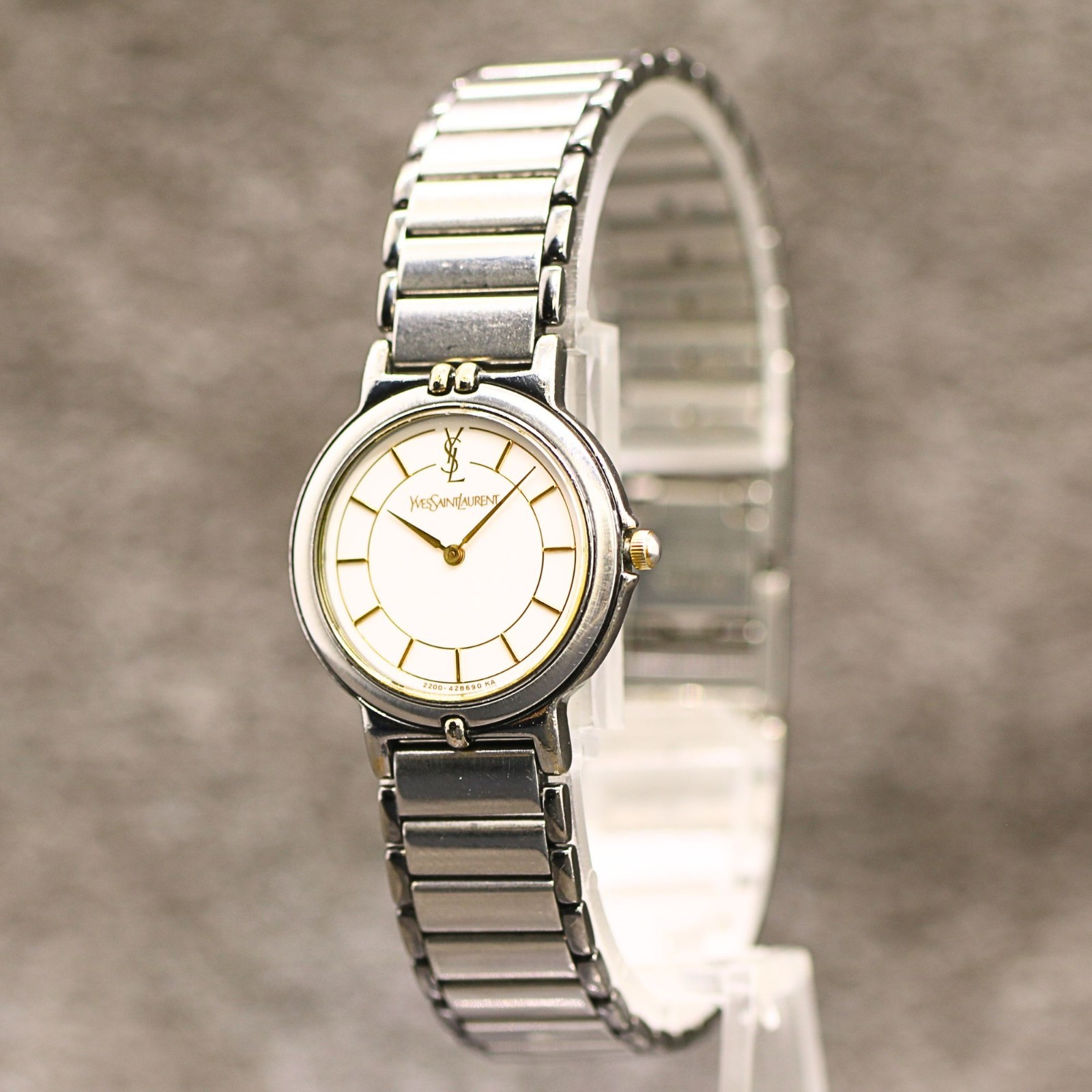 [Ottimo+5] Orologio Donna Yves Saint Laurent 2200 228499 Bianco Argento Qz Giappone