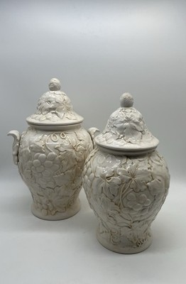Certified Int l Napa Collection Canister Set 2pc Large Embossed Fruit 12 -13 