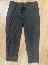 Gap Women Brushed Tech Crop Jogger Jersey Pants True Black GAPFIT Stretch MEDIUM