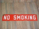 TEXLITE DALLAS NO SMOKING SIGN WHITE ON RED PORCELAIN OLD MOBIL? 18 x 4 VINTAGE