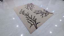 Hand Tufted 100% Wool Area Rug Beige Floral Branch Modern Carpet 5x8