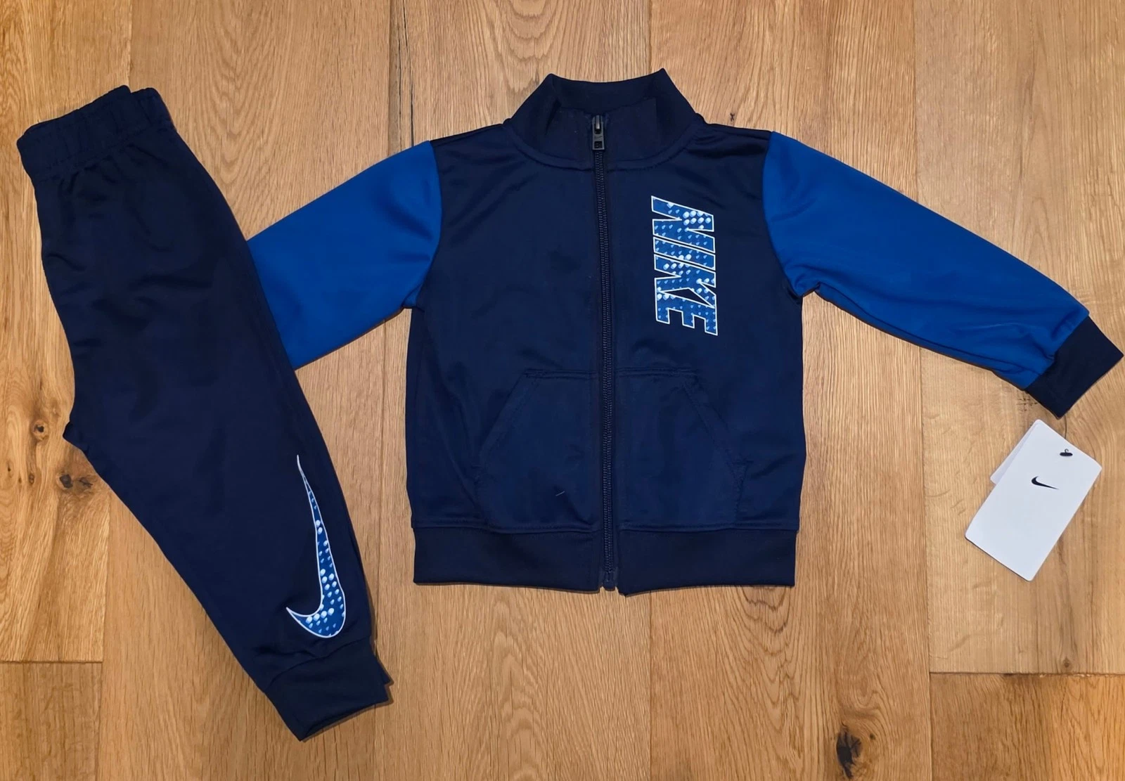 Nike Baby Boy 2 Piece Jogging Set ~ Tracksuit ~ Navy Blue, Blue & White ~