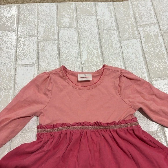 Vestido Hanna Andersson Rosa y Rojo Capas Niños 90 Talla 3 Algodón Foto 2 de 4
