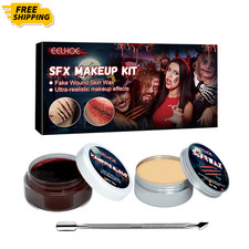 Halloween SFX Wax  Fake Blood Makeup Set   Scary Scar Effect Costume Kit Party