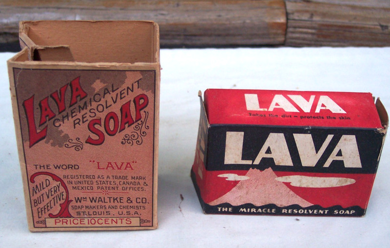Vintage LAVA SOAP Bar in Box + Old Lava Chemical Resolvent Empty Soap Box