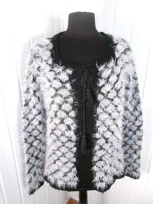 Gros pull noir longs poils blanc FORMUL Daniela T.5 44/46 Made in France - Photo 1/4