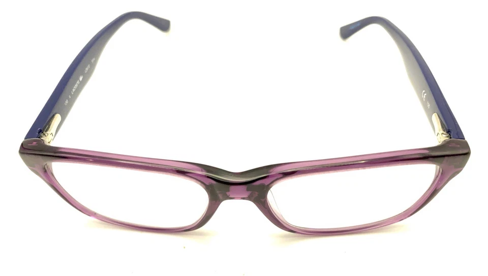 Monturas rectangulares moradas transparentes Lacoste L3612 514 135 mujeres de diseñador Foto 3 de 4