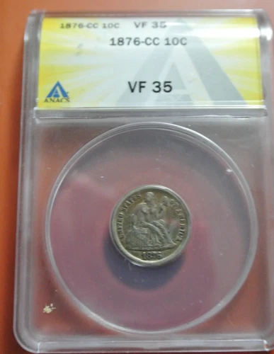 1876-CC Seated Liberty Dime - 10c PCGS VF20 - Original Surfaces