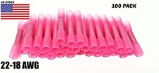 100Pcs Heat Shrink Butt Tube Splice Connector 22-18GA Gauge PINK Wire Terminal