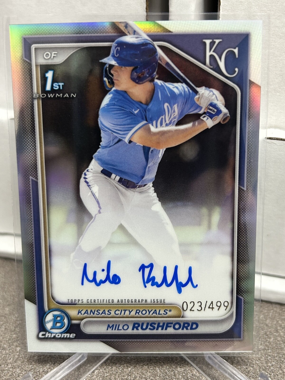 2024 Bowman Chrome Milo Rushford Prospect Auto Refractor 1st /499